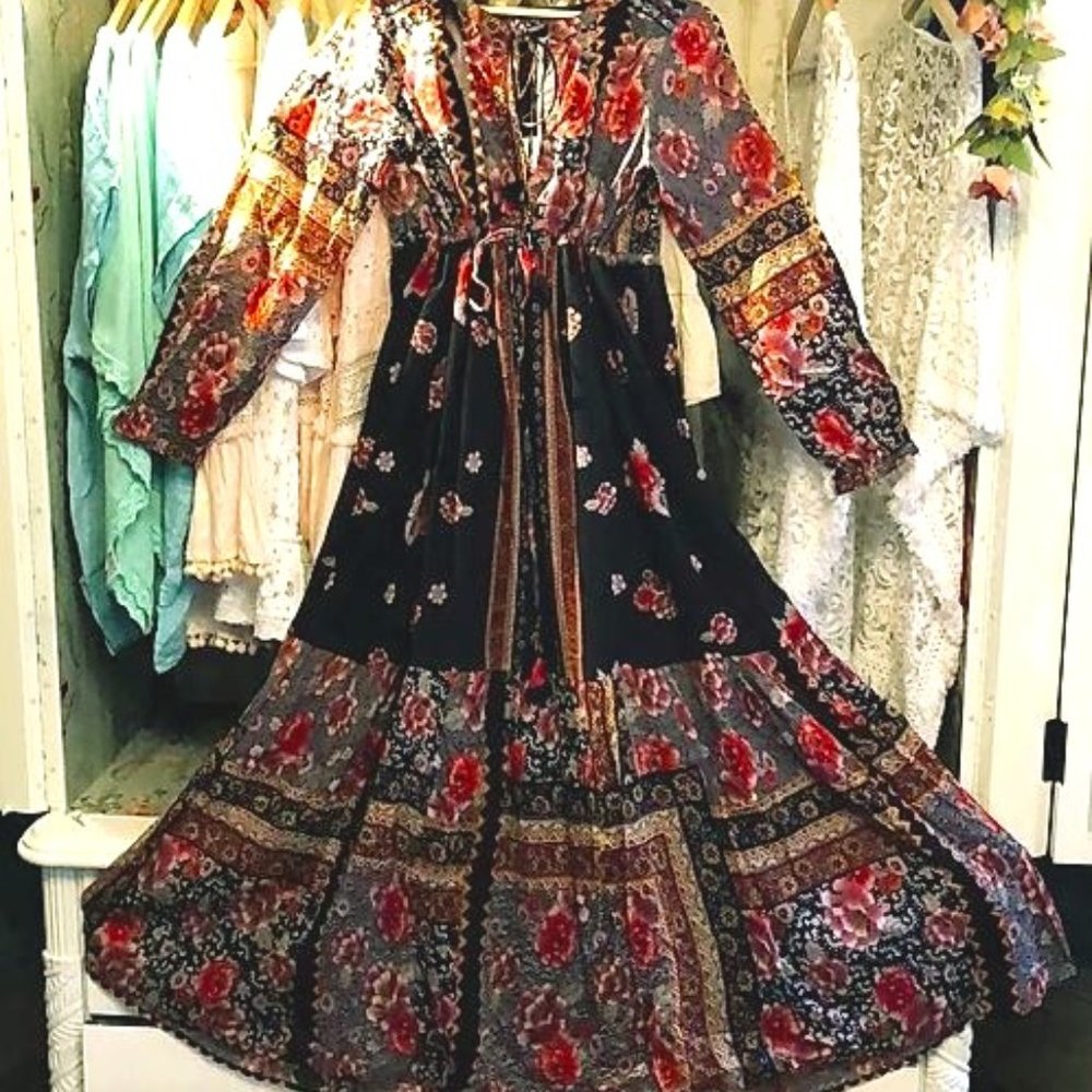 Lydia cotton patchwork floral prairie maxi dress